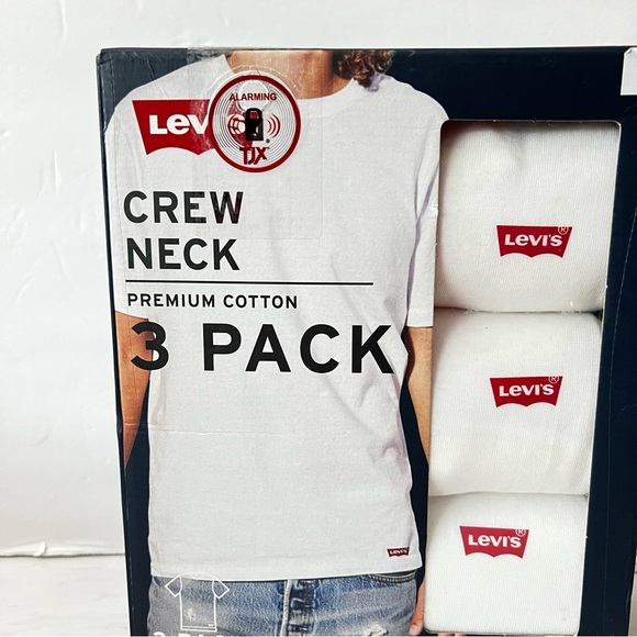 Levi's Crew Neck T-Shirts 3 Pack Size Small White Cotton Short Sleeve - Picture 3 of 7